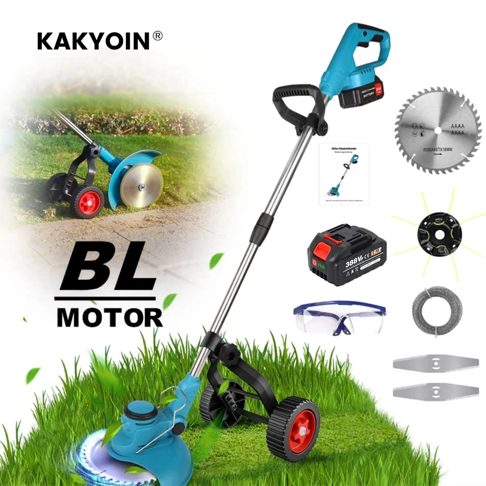 

Brushless Cordless Electric Lawn Mower 8 Inch Grass Trimmer Adjustable Length Angle Telescopic Branch Pruning Garden Tools Wheel