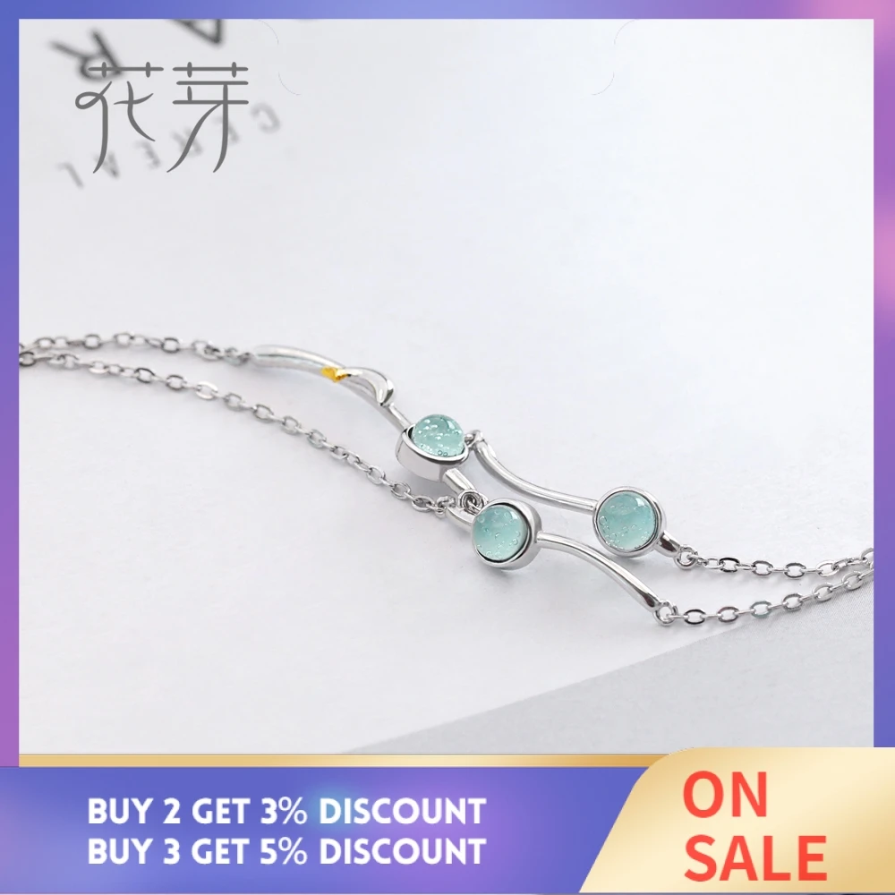 Thaya Original Design Dolphin S925 Silver Bracelet Gemstone Two Layer Romantic Bracelet Music of Sea Bracelet Ladies Jewelry