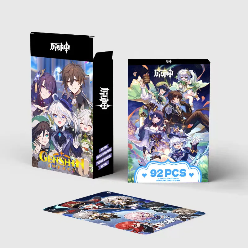 92PCS/Set Genshin Impact Anime Lomo Cards Bookmark Figure Stickers HD Double-sided Photocard For Fans Collection Gift