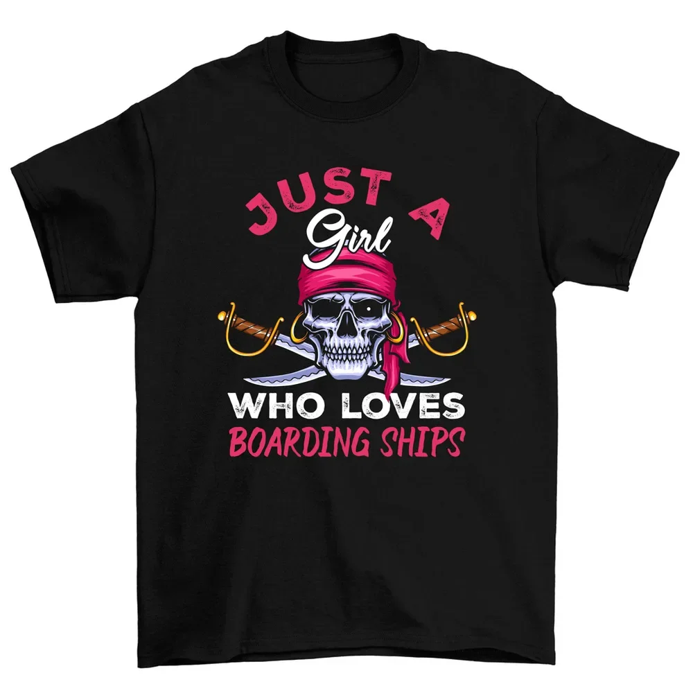 Just A Girl Who Loves Boarding Ships T-Shirt Boat Cruise Tee Women Unisex High Quality 100%Cotton Short Sleeve