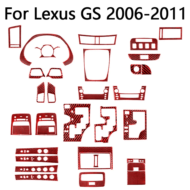 Red Carbon Fiber Stickers For Lexus GS 2006 2007 2008 2009 2010 2011 Car Interior Decorative Accessories