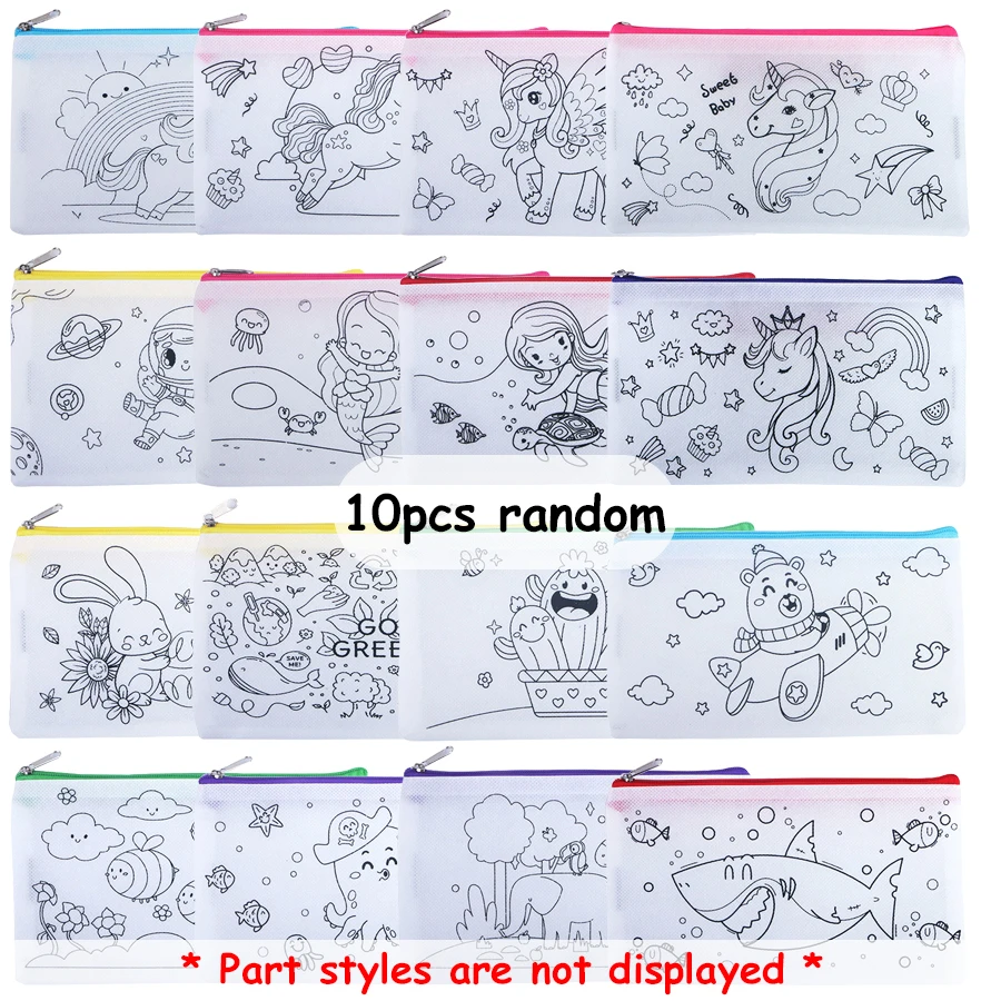 5/10pcs 21cm non-woven Schilderen Pen Tas met 5/10Packs Graffiti Mini Aquarel Pen briefpapier Opslag Pen Tas DIY Schilderen Tas