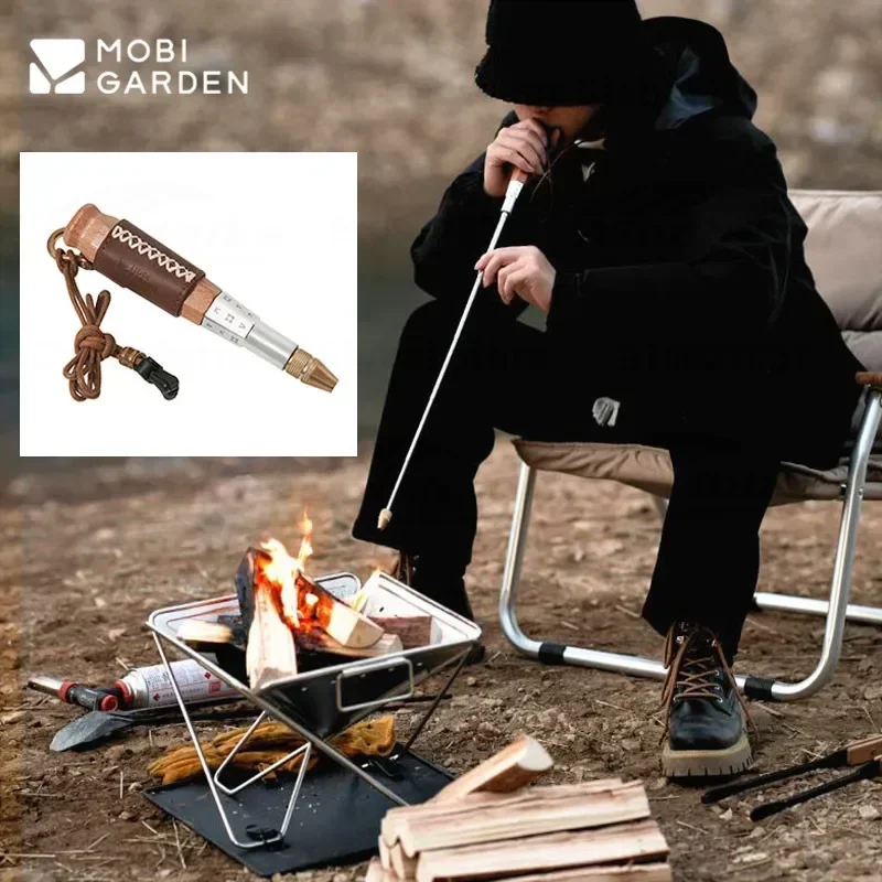 

MOBI GARDEN Outdoor Camping Blow Fire Tube Stick Stainless Steel Retractable Firewood Stove Accessories Picnic Tools Equipment