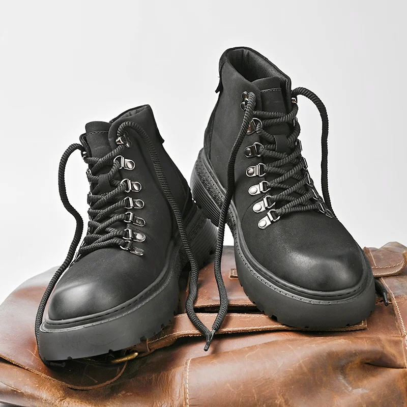 

Мужские ботинки-лифты на массивном каблуке, стелька с увеличенной высотой, большие размеры 38–46