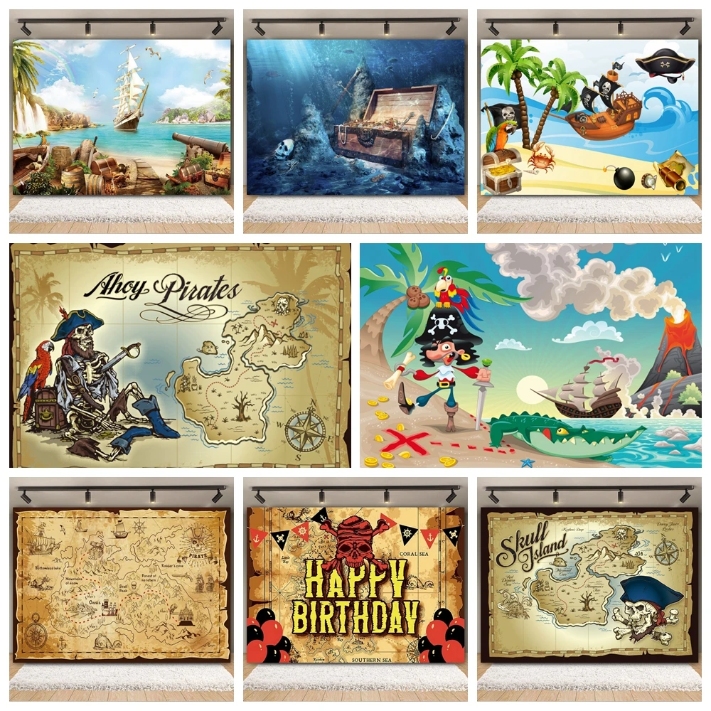 

Pirate Nautical Background Photography Vintage World Map Treasure Compass Children Baby Birthday Party Portrait Photo Background