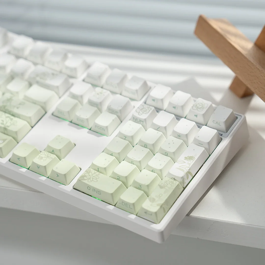 

Camellia jasmine keycap side engraved light transmission five-sided thermal sublimation