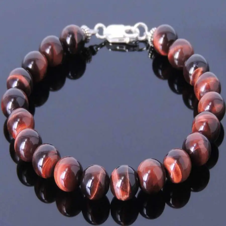 

Handmade Red Tiger's Eye Stone beads bracelet,men's cuff button,Ramadan prayer bead,women's meditation,holiday gift,daily wear