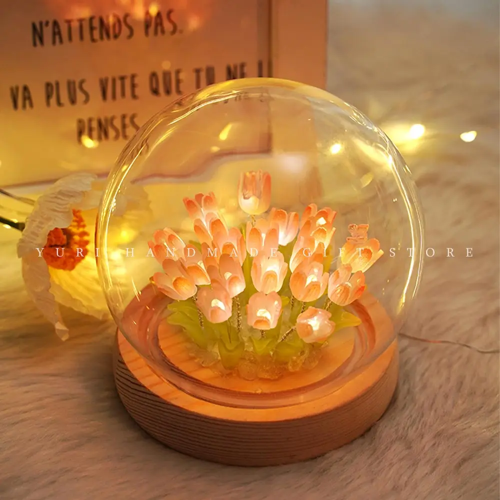 Handmade Tulip Night Light, DIY Materiais, Decoração para casa, Enfeites do quarto, Birthday Gift, Proposta de casamento, Menina, Amigo Família