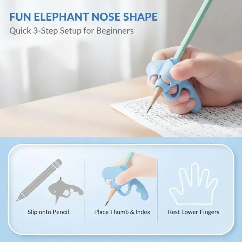4 Pack Pen Grip Corrector, Soft Rubber Handwriting Posture Trainer, Kids Writing Posture Correction Aid, Stationery Tool