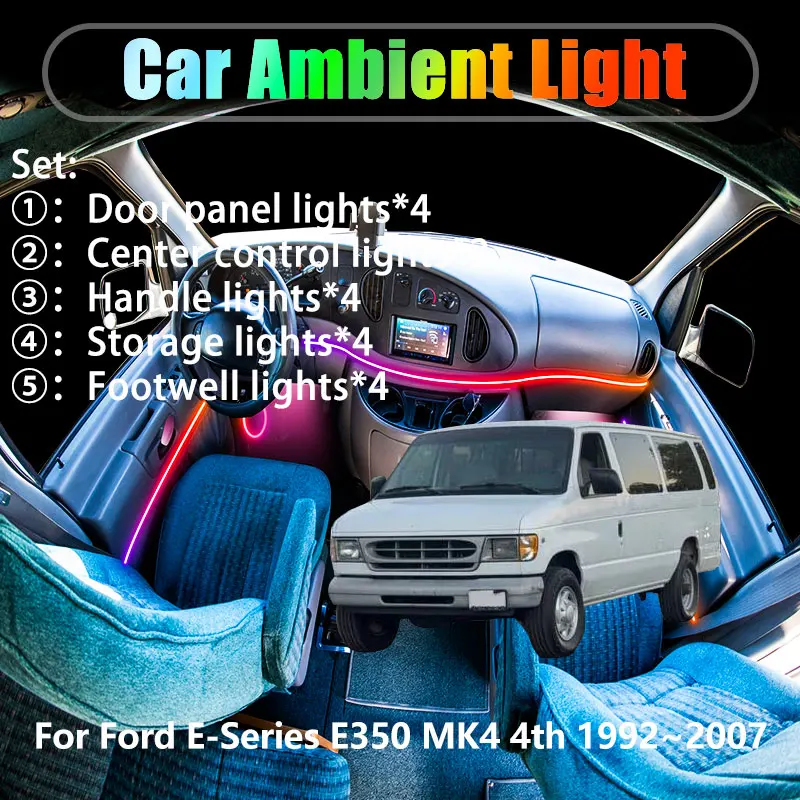 

Для Ford E-Series E350 MK4 4th 1992~2007 2/18 в 1 Автомобильное окружающее освещение Светодиодные внутренние светодиодные фонари багажника USB RGB Ensemble Streamer