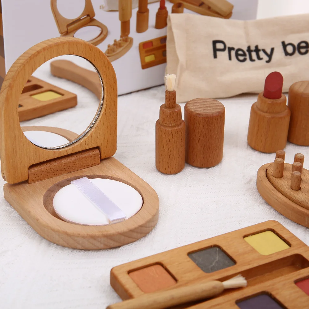 Caja médica de simulación de madera para niños, bolsa de cosméticos de inyección de estetoscopio, juego de maquillaje, caja de herramientas con tornillo de juguete para niños