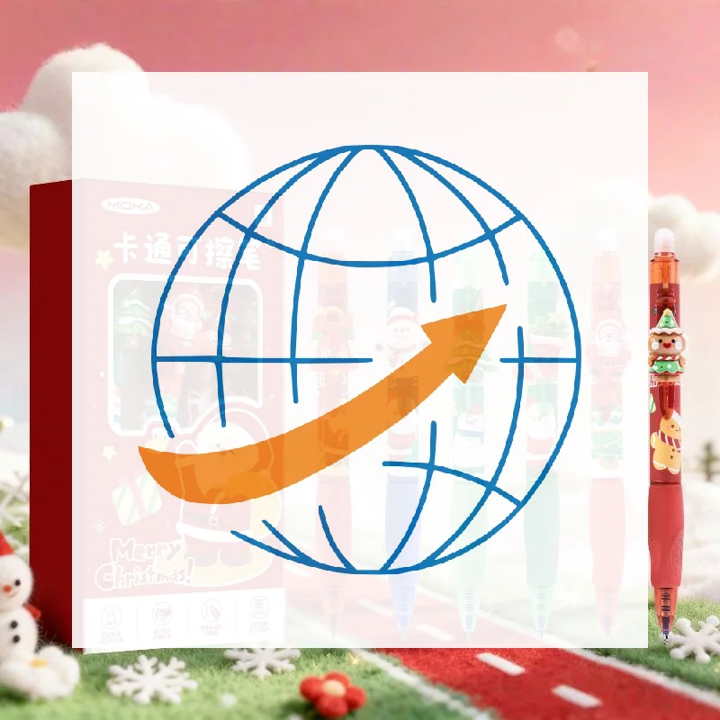 

6Pcs Cartoon Christmas Themed Erasable Gel Pens Kawaii Quick-Drying Writing Smooth Blue Ink Neutral Pens Student Stationery Gift