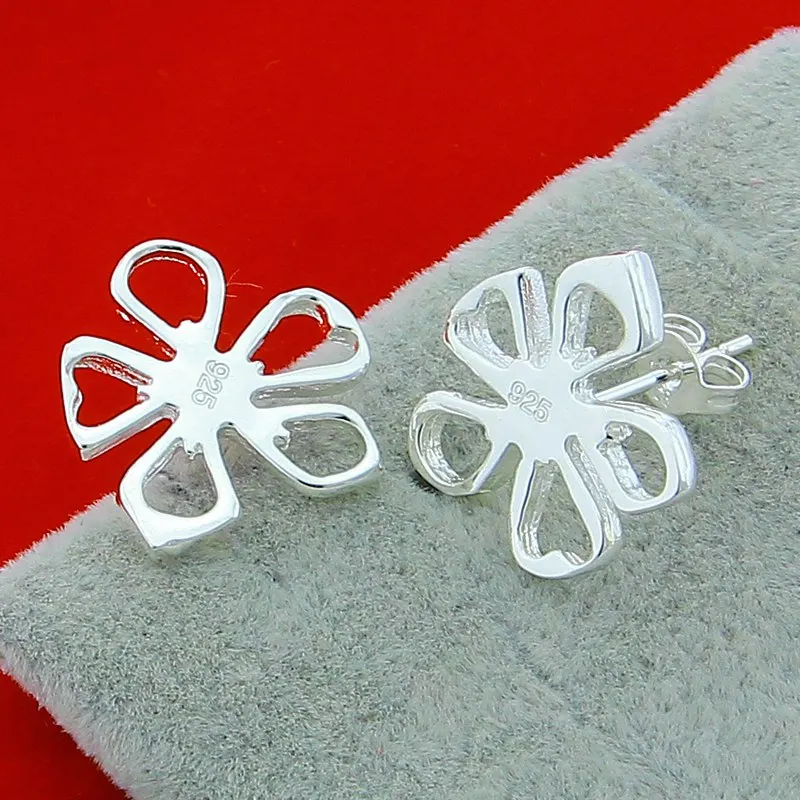 SAIYE 925 Sterling Silver Flowers Stud Earrings For Woman Wedding Engagement Fashion Party Charm Jewelry