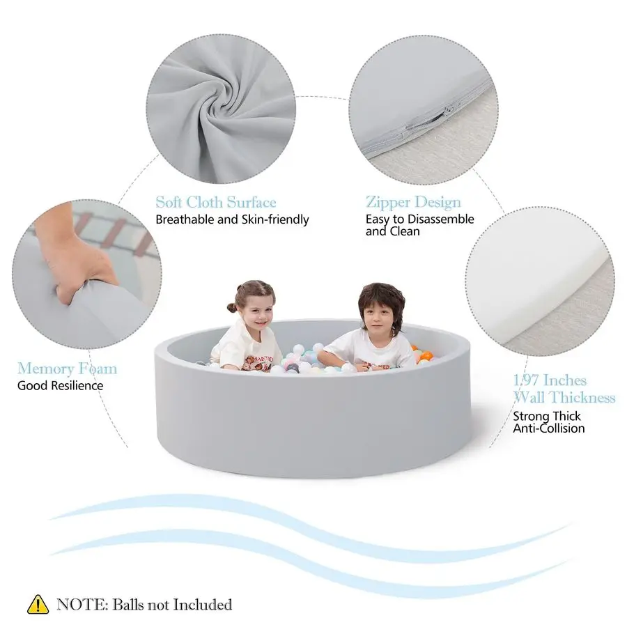 حفرة كروية، 35.4 × 11.8 حفر كروية للأطفال الصغار، حوض سباحة كرة أطفال مستدير ناعم للأطفال، هدية مثالية للأطفال في الأماكن المغلقة
