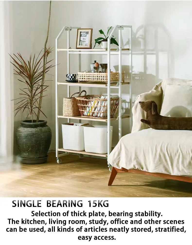 Modern Multi-Storey Wood Bathroom Storage Rack Household Corner Waterproof Folding Convenient Multifunctional Shelving