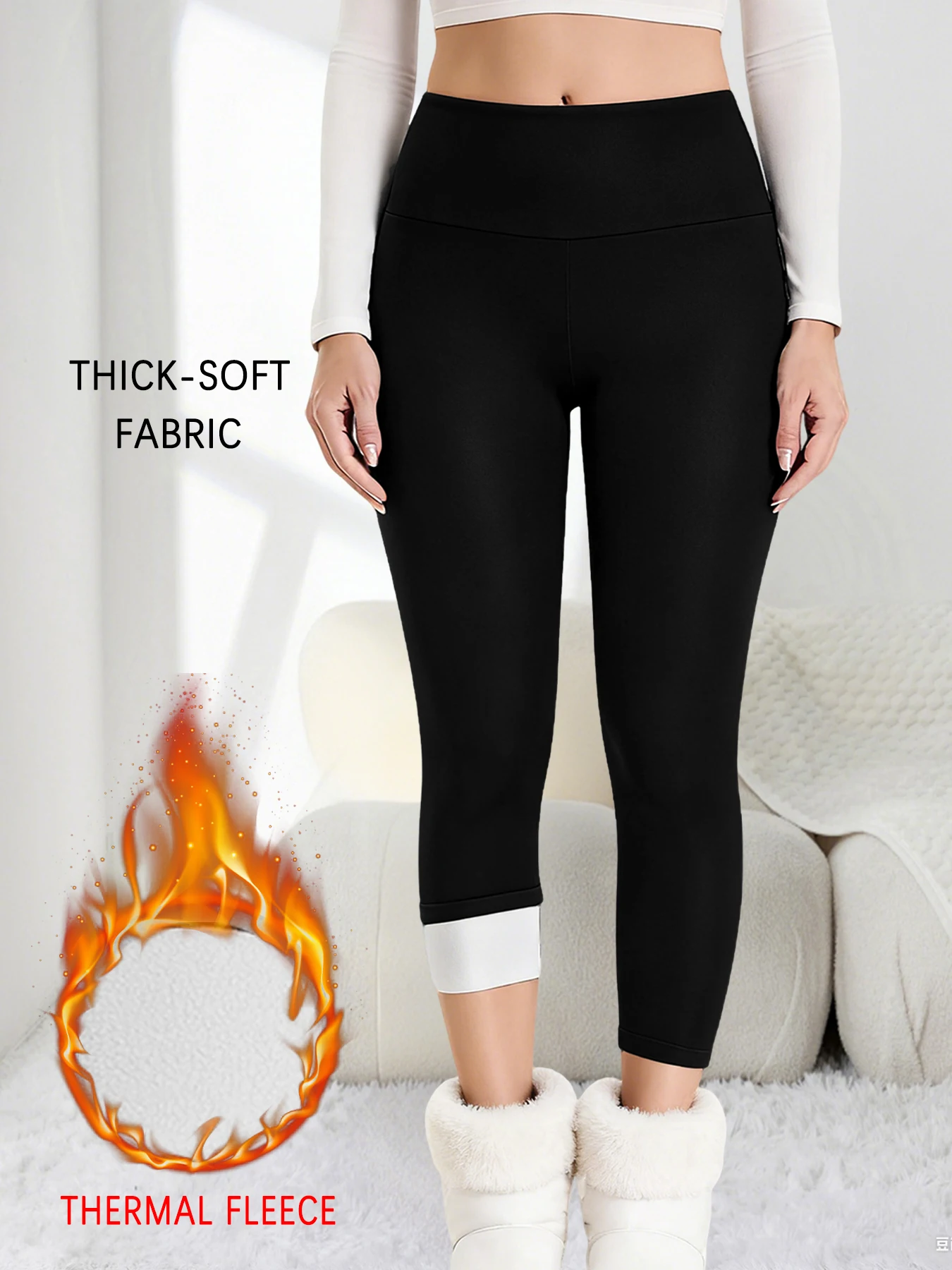 

High Waisted Fleece-Lined Leggings for Women Thick Soft Tummy Control Workout Running Yoga Thermal Warm Pants for Cold Winter