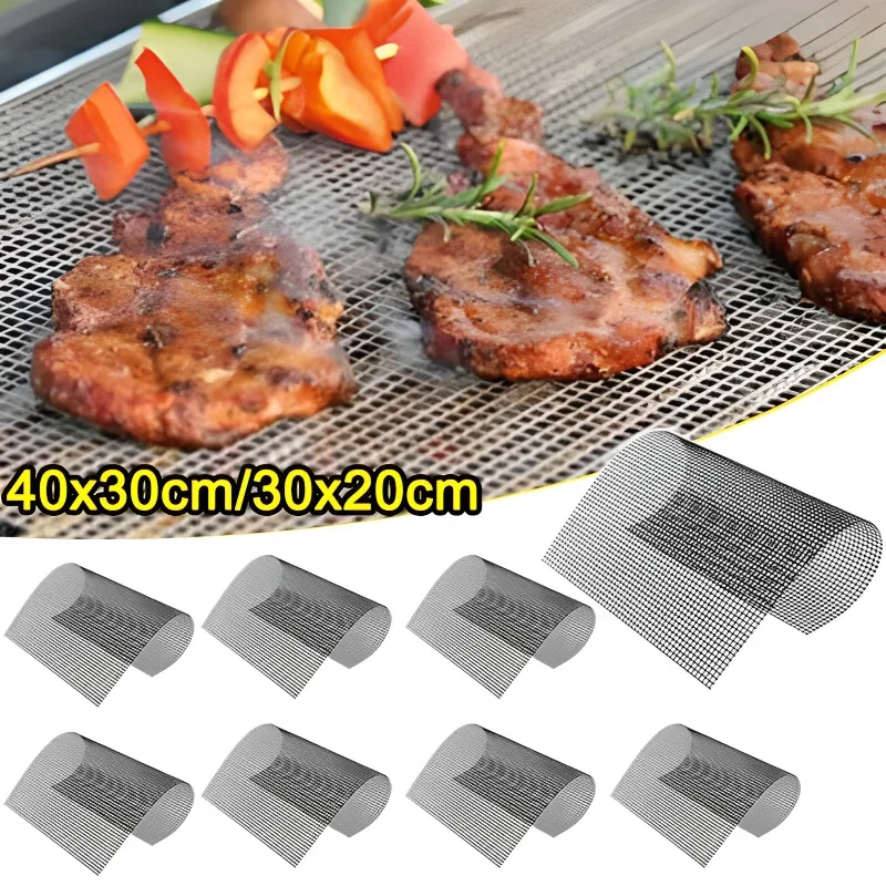 Non-Stick High Temperature Resistant BBQ Grid Pad Barbecue Mesh Reusable Easily Cleaned Cooking Pads Baking Grill Accessories