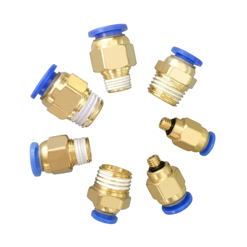 

50PCS PC Series Pneumatic Fitting 1/8" 1/4" 3/8" 1/2" Male Thread Air Connector PC4/6/8/10/12mm Hose Quick Connecors Fitttings