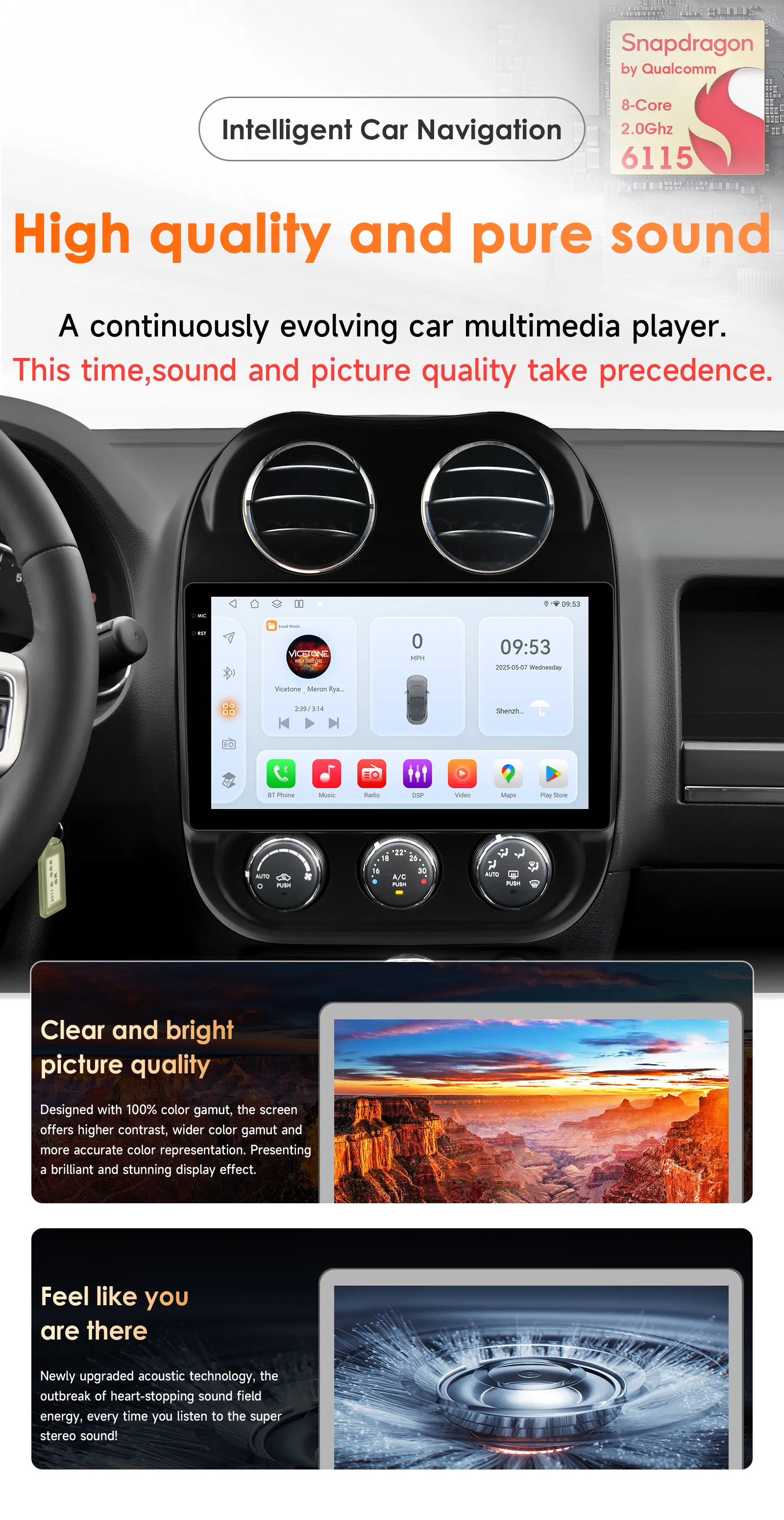 Hizpo Auto-Intelligenzsysteme für JEEP Compass Patriot 2011 - 2017 CarPlay Android Auto Radio Kein 2 Din 2din DVD QLED-Bildschirm RDS – Detail 4