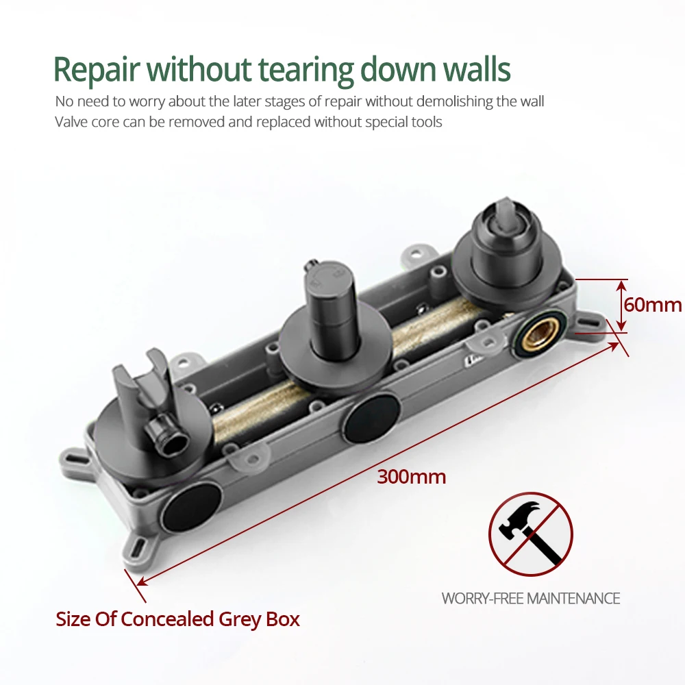 Gunmetal ก๊อกน้ํา 8-16 ''ติดผนังปกปิดควบคุมสนับสนุน Hot & Cold ห้องน้ํา Tap มือถือ 2 วิธีชุดฝักบัวอาบน้ํา