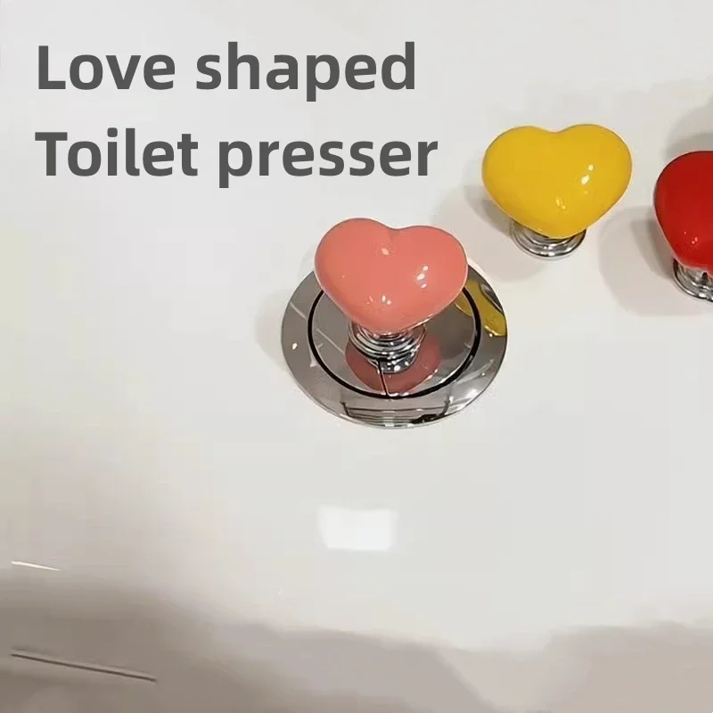 Heart Shaped Toilet Press Button Press Push Switch Decor Button Room Bathing Toilet Room Decor Press Flush Water