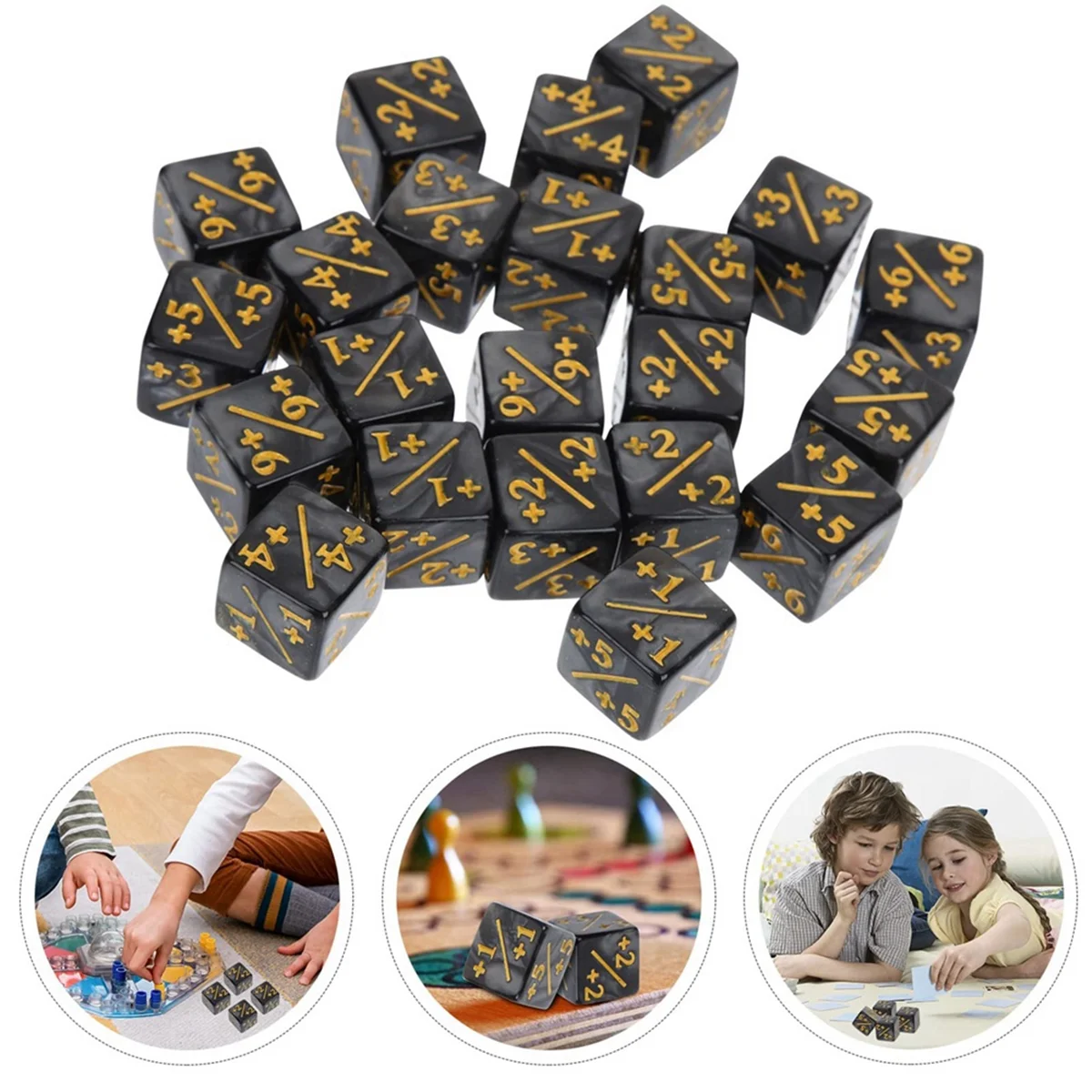 A71P 24 stücke Würfel Zählen Tokens Acryl Würfel Quadrate Positive Negative Würfel Karte Spiel Zubehör Kinder Lernen Spielzeug Schwarz