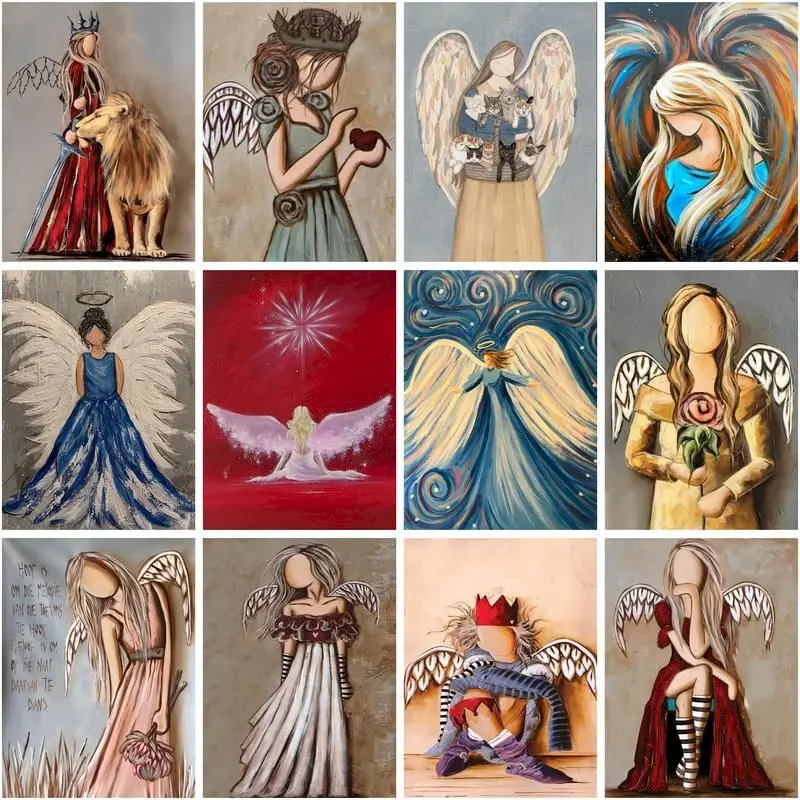 

GATYZTORY Diamond Painting Angel Diamond Mosaic Girl Cross Stitch Kit Full Set Diamond Embroidery Square Drill Art Gift Home De