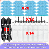 Fit For (TP-Link Tapo RV30 Plus/RV20 Mop Plus/RV10 Plus/ RVA100, Philips Homerun 2000/3000 Series) Parts Brush Filter Mop