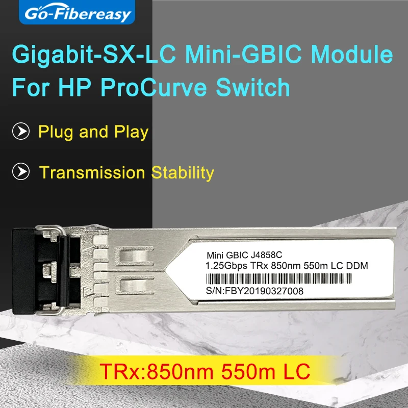 

Compatible HP SFP Transceiver J4858C/J4858D Mini-GBIC-SX 1G SFP SX LC 850nm 500M SFP Optical Module For Aruba/HP Switch/Router