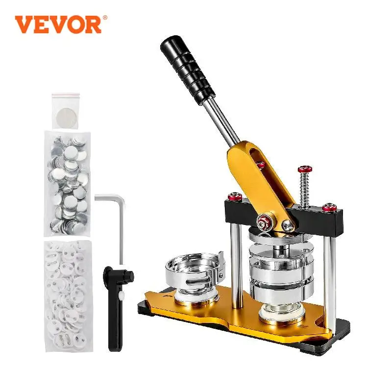 VEVOR 75mm Button Badge Maker Machine with 100 Sets Dies Circle Manufacture Button Parts Metal Custom Sheet Tag Pressing for Pin