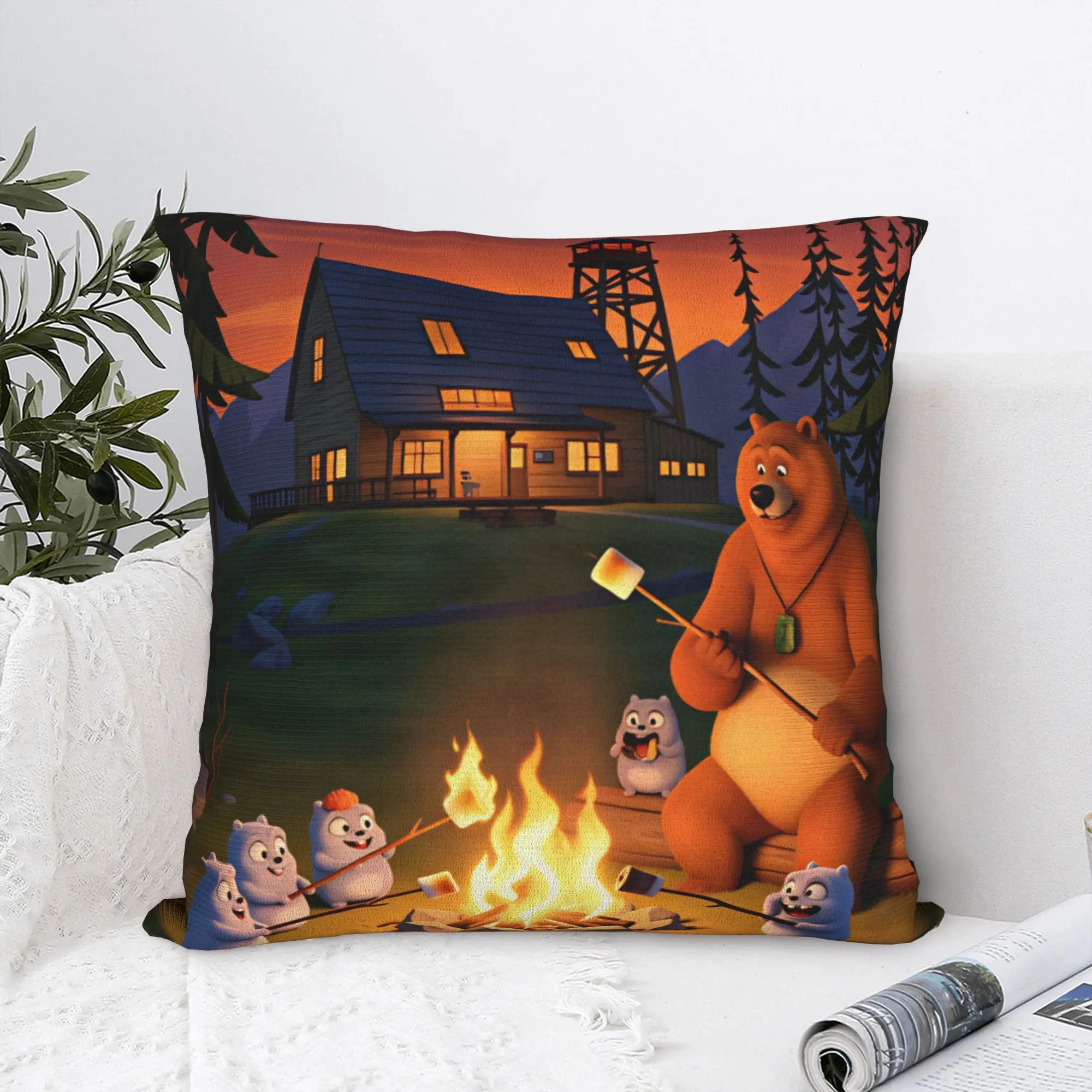 Grizzly and Lemmings Pillow Cover  Funny Pillow Case For Sofa Home Decoration Cushion Cover Soft Pattern Pillowcases Gift