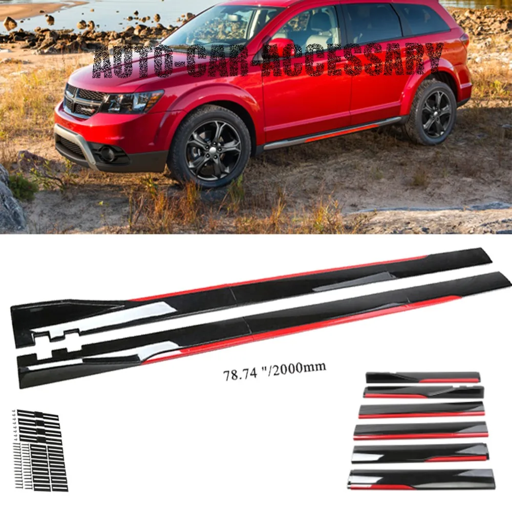 

For Dodge Journey 78.7" Red Side Skirt Extension Body Kit Lip Splitters United States