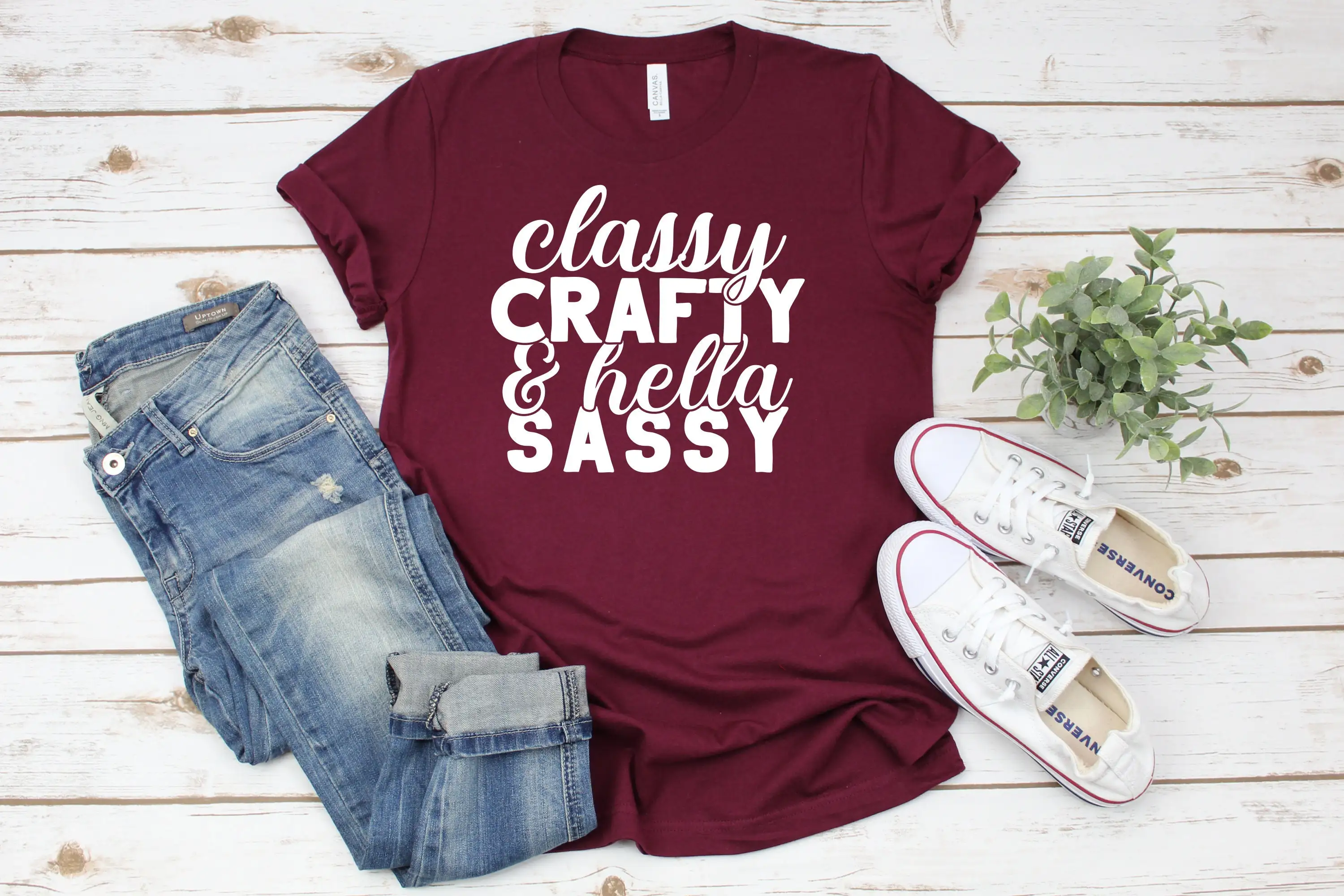 Classy crafty and hella sassy shirt Funny Sarcastic T With Sayings Sarcasm IntroverT