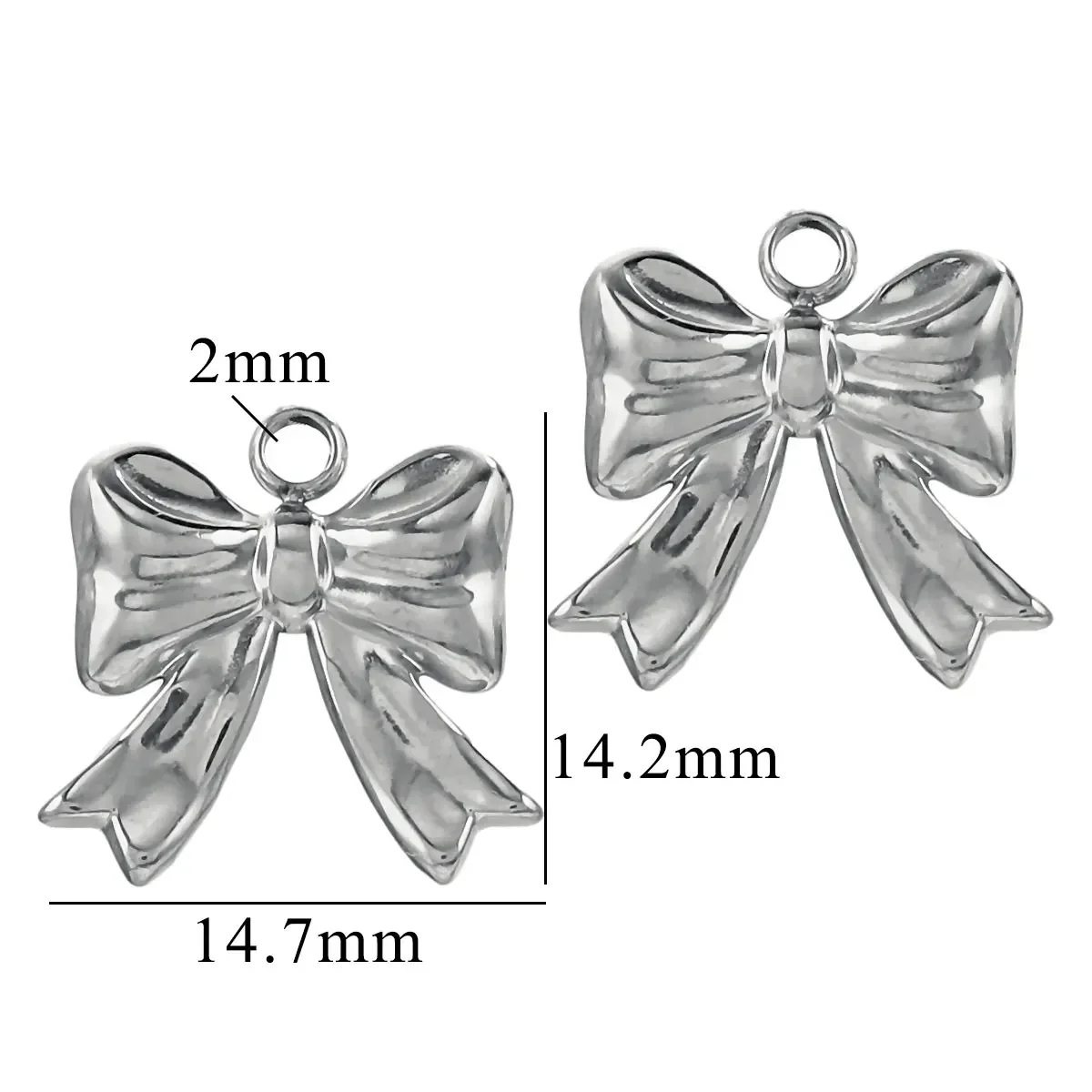 5pcs Stainless Steel Bow Waterproof Gold Charm