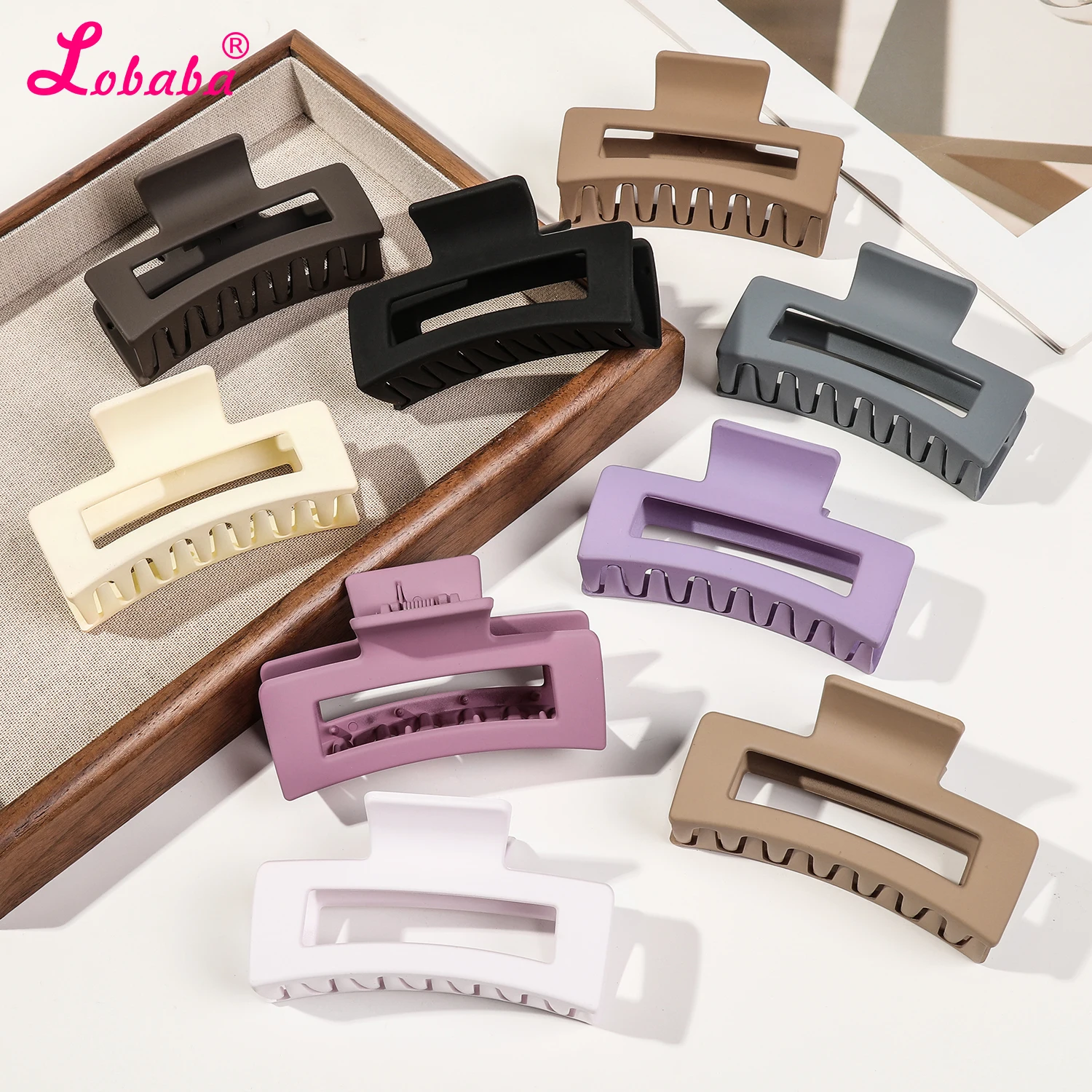 4 Pcs Women Girls Non-slip Square Matte Plastic Hair Claws Clips,Headwear Barrette Fashion Ornament Accessories