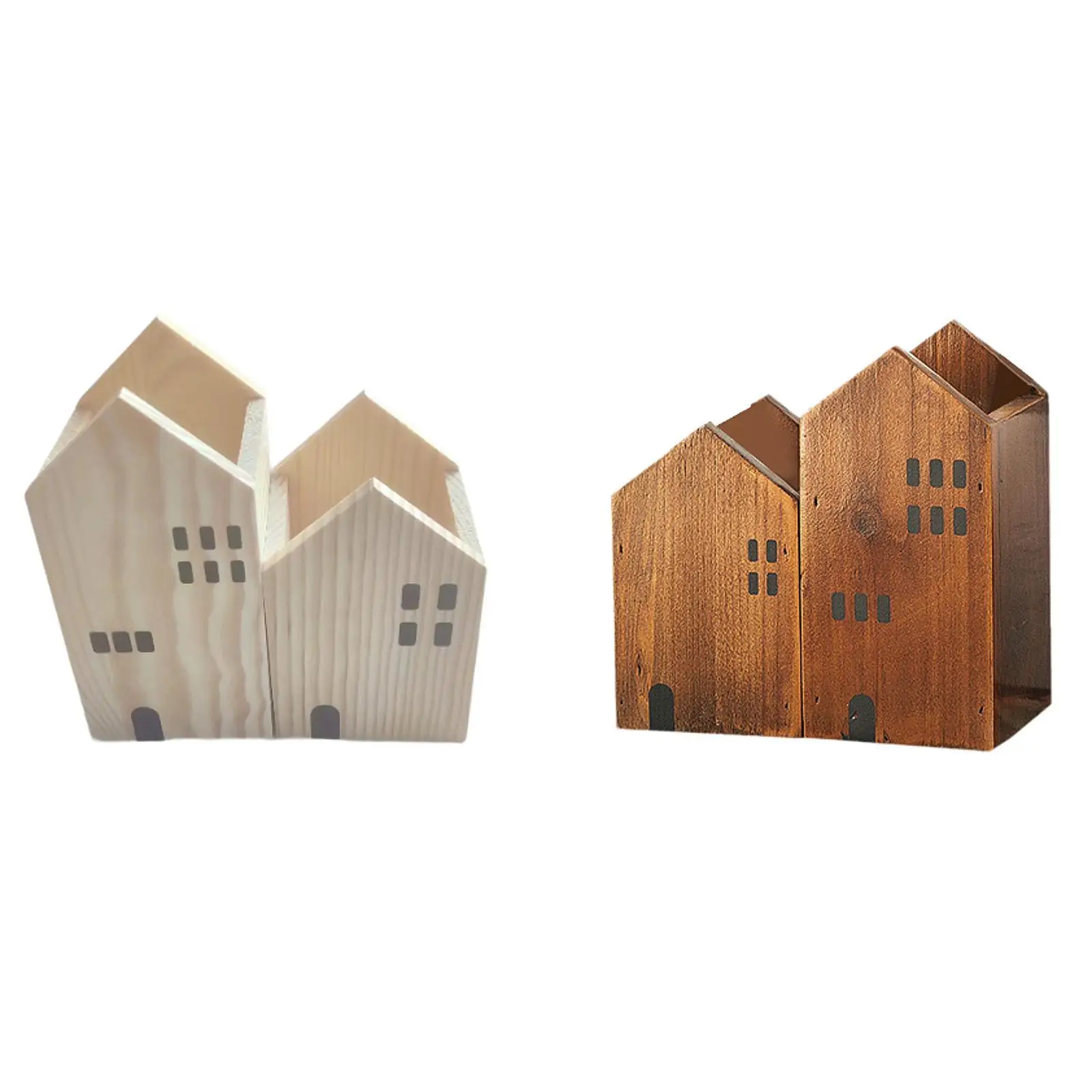 

Wooden Multipurpose Pencil Holder Versatile 2 Compartment Desktop Organizer