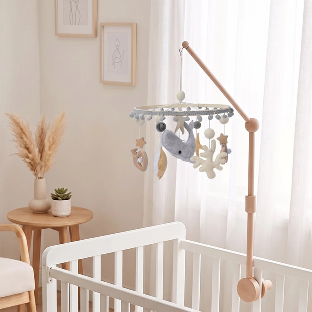 Soft Plush Ocean Mobile Baby Crib Toy Bed Bell Newborn 0-12M Whale Starfish Hanging Toy Music Rattle Sensory Early Learning Gift