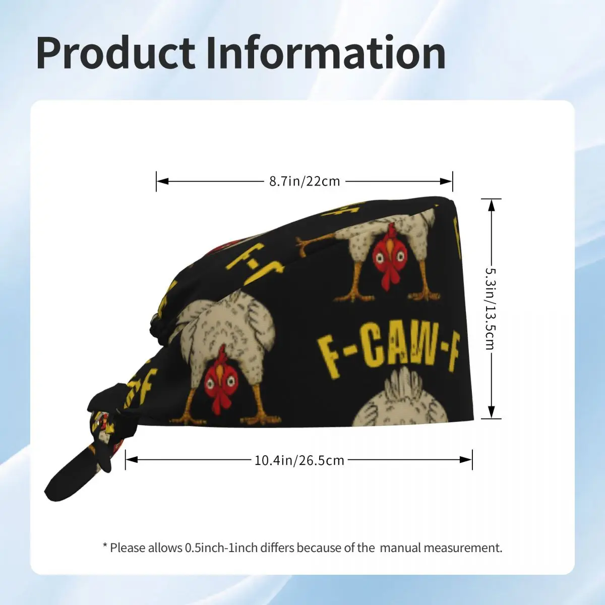 작업용 스크럽 모자 F 카우 F 치킨 간호사 모자 남녀 스타일리시 의료용 모자 부드럽고 편안한 밴드 타이백 작업용 캡