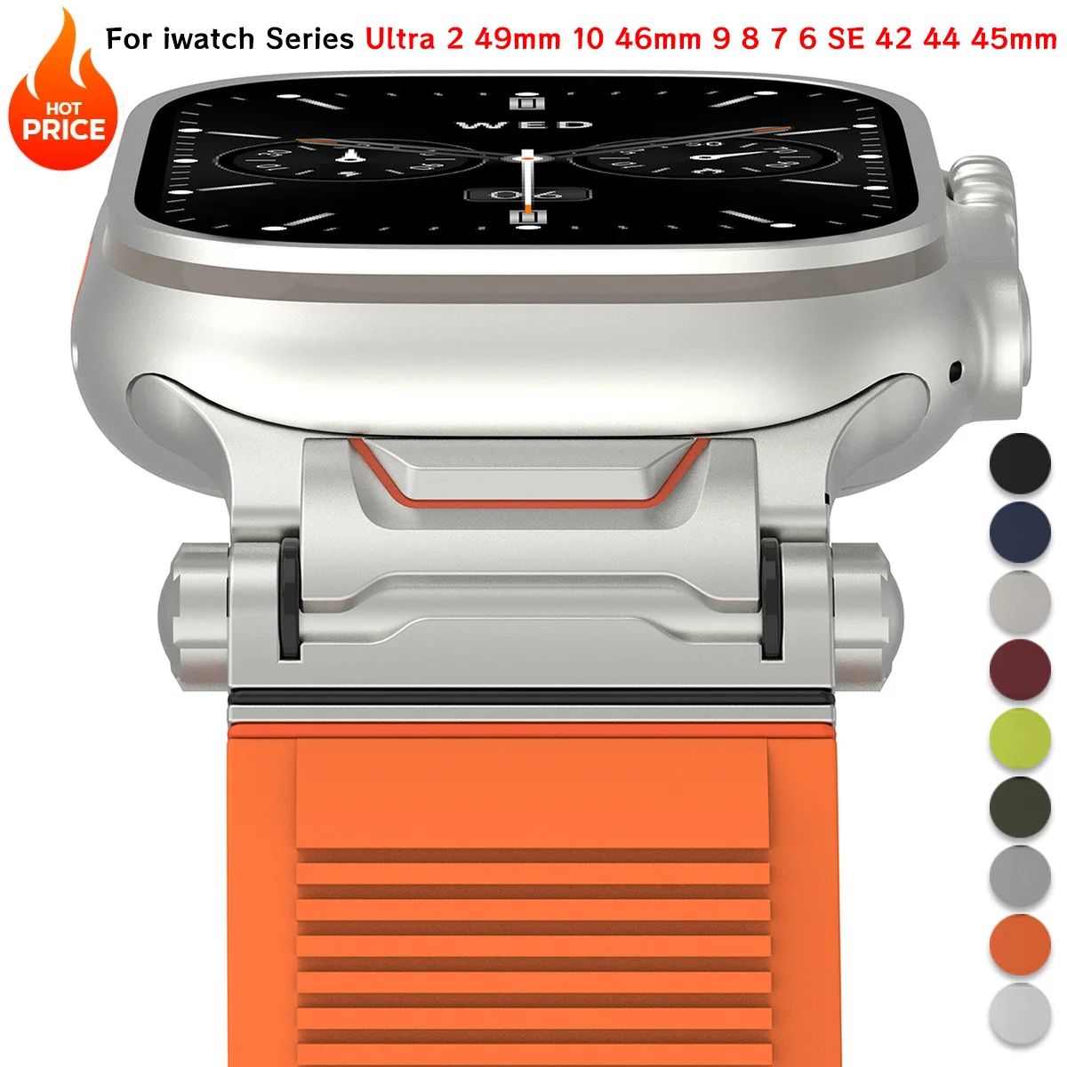

Для Apple Watch Ultra 2 Band 49 мм Мягкий силиконовый ремешок без зазоров Браслет для iWatch Series 10 46 мм 9 8 7 6 SE 42 44 45 мм Браслет