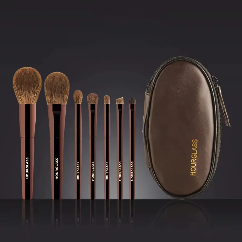 New Mini 7-piece Makeup Set Brush Portable High Quality Soft Animal Hair Brush Female Fashion Blending Makeup Beauty Tool Gift