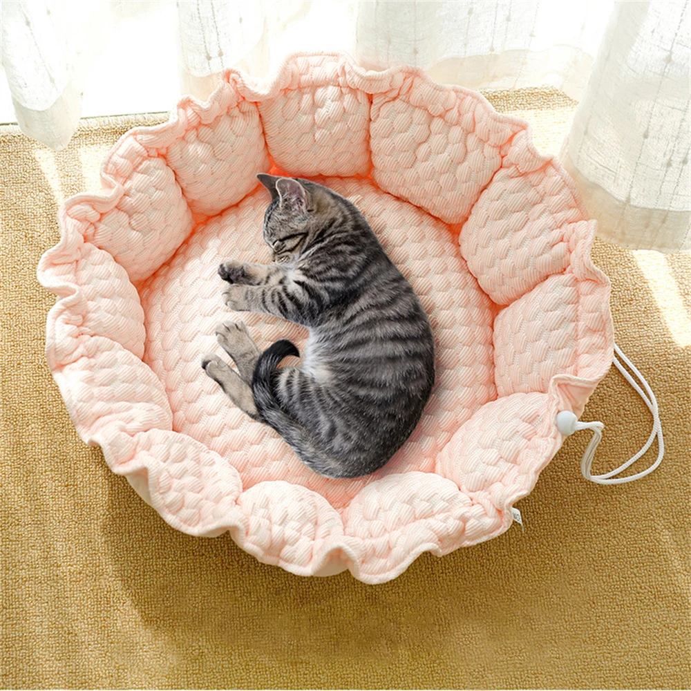 

Round Cat Bed Summer and Winter Two Uses Pet Puppy Kennel House Plush Cats Basket Cushion Soft Nest Small Dogs Sleeping Mat