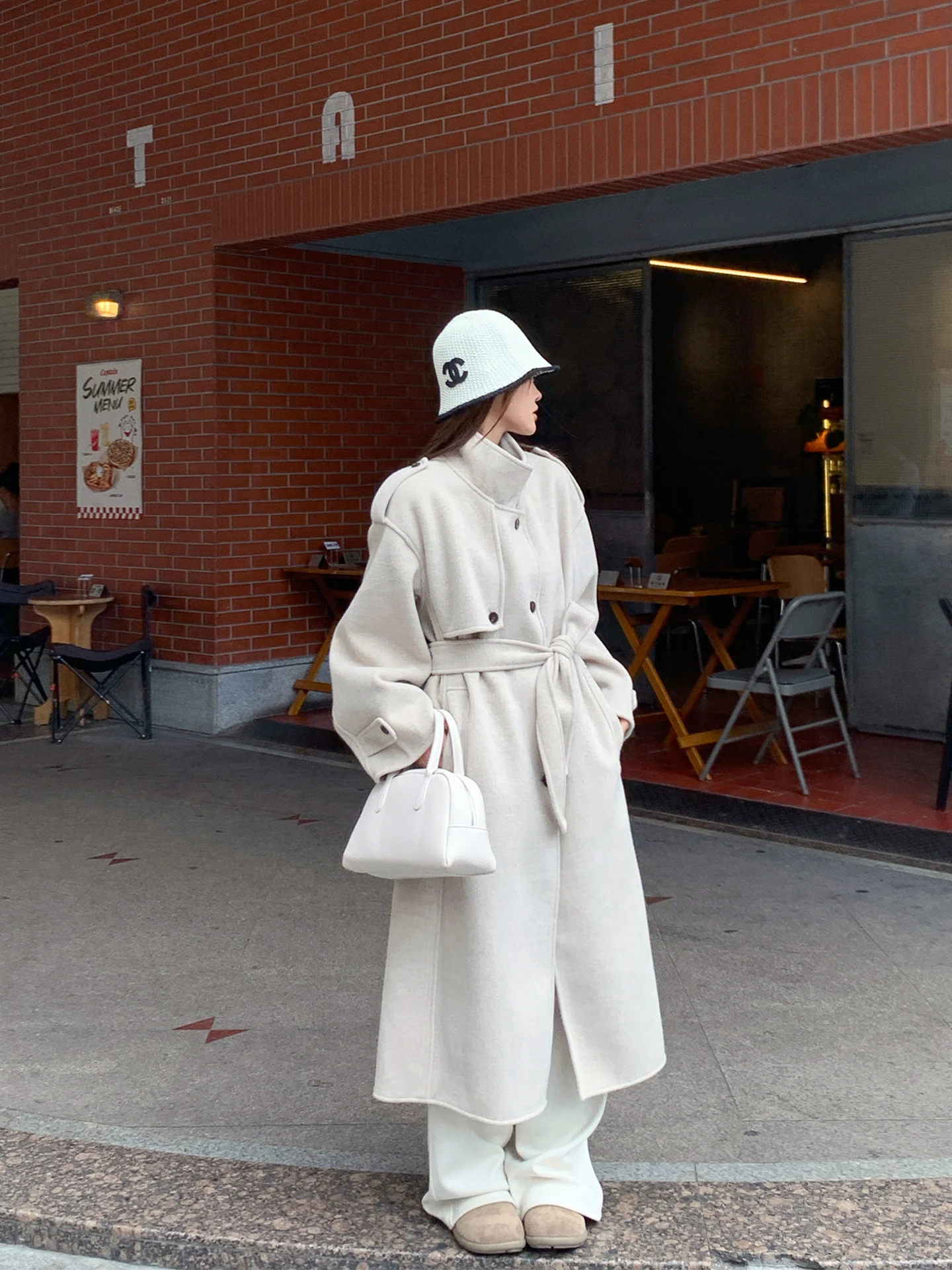 

Double-Faced Woolen Coat Women's Winter New Sle Elely Slim Fit Stand Collar Belted Single Button Jaet Korean Sle