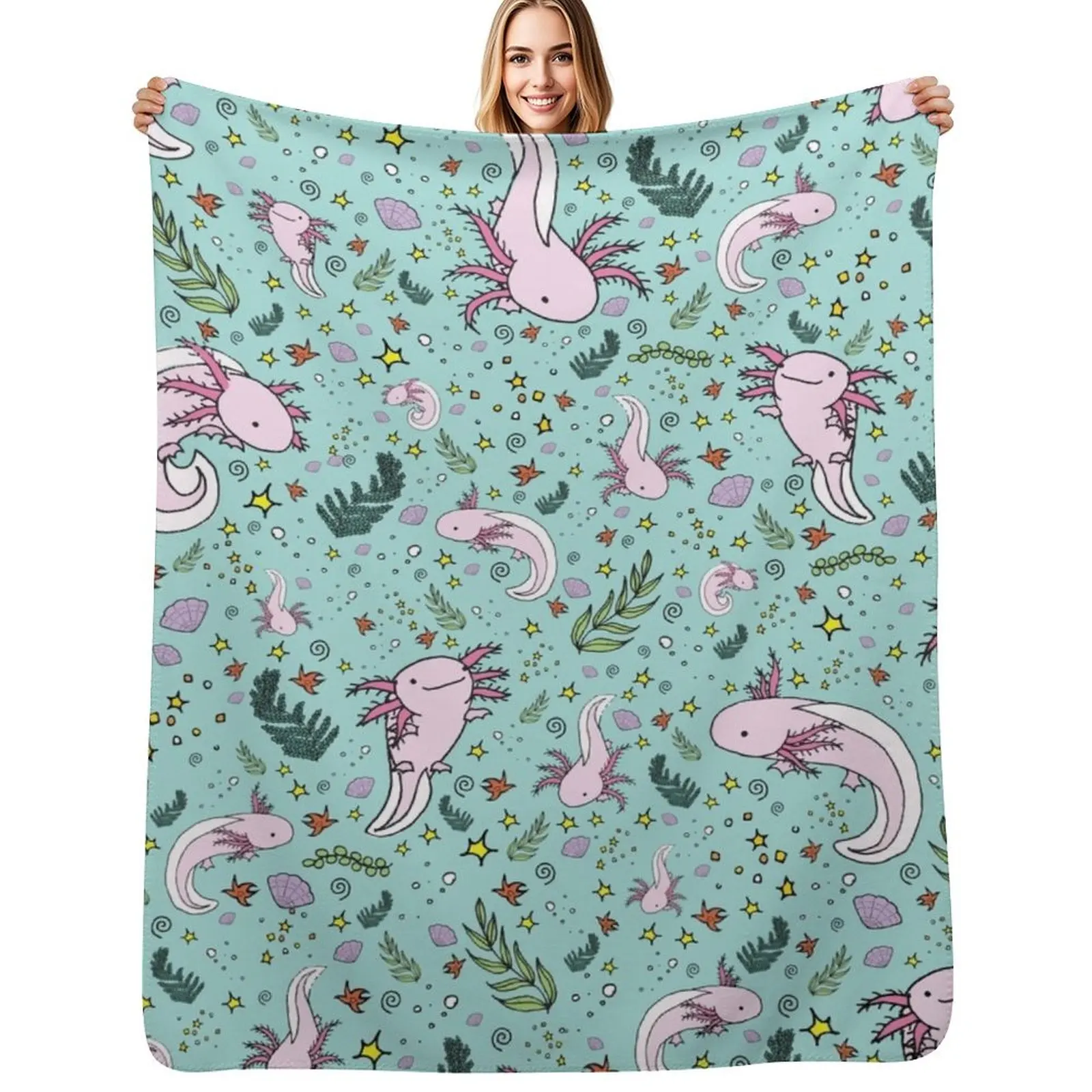 

Axolotl Throw Blanket christmas gifts Thermals For Travel Travel halloween Blankets