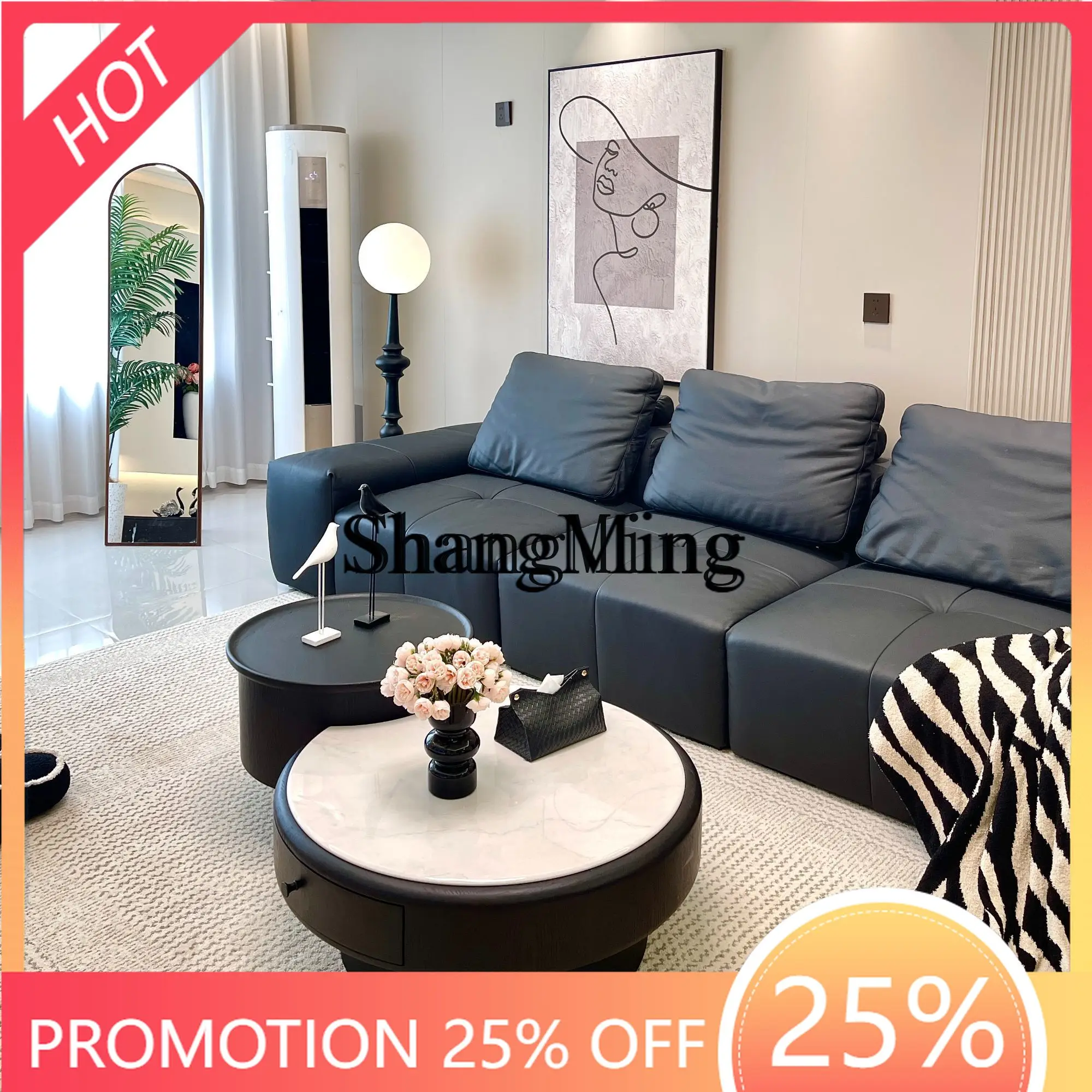 

FG бытовой новый минималистичный журнальный столик светлый роскошный элитный гостиной бытовой круглый мраморный журнальный столик