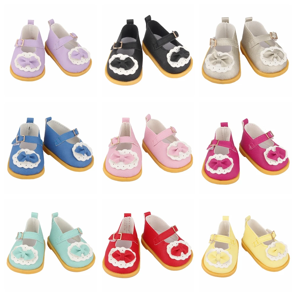 

7*4cm Luxury Boots PU Leather Bow Princess Shoes For 18 Inch American&43Cm Baby Doll Boot Accessory Gift