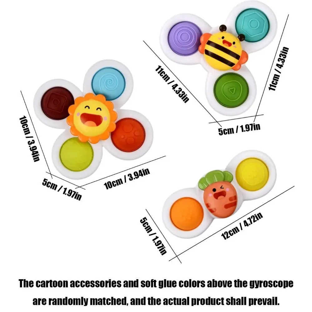Diseño de dibujos animados de aprendizaje, ventosa con función giratoria, Base de ventosa Montessori, Spinner de dedo, juego de agua giratorio de dibujos animados