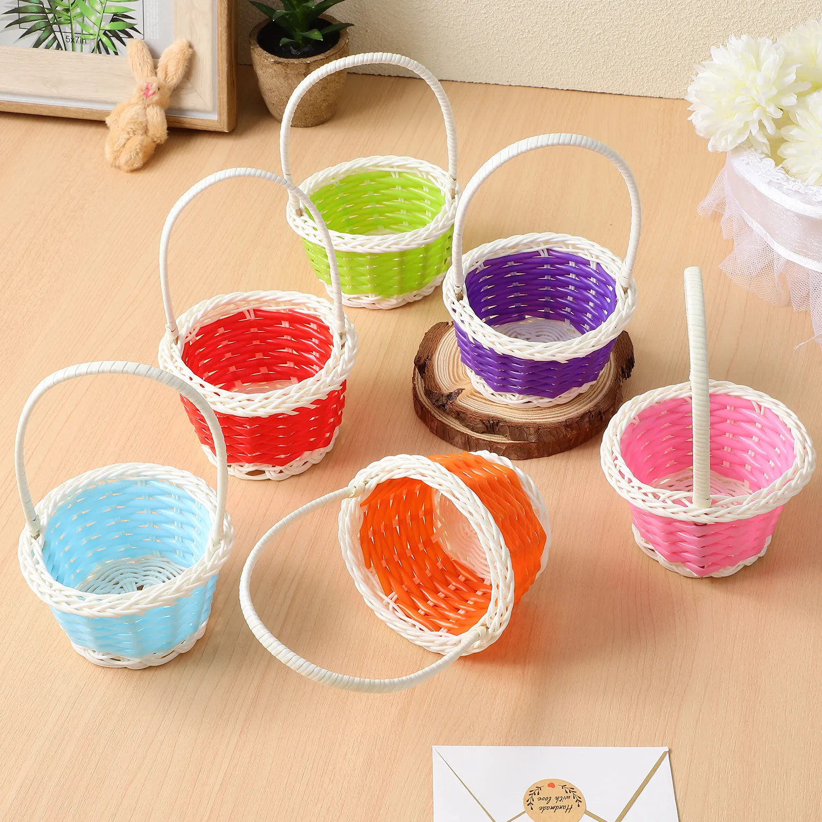 

Набор из 6 миниатюрных плетеных корзин в натуральном стиле для пасхальных яиц, конфет, цветов, праздничных угощений, детских творческих игр