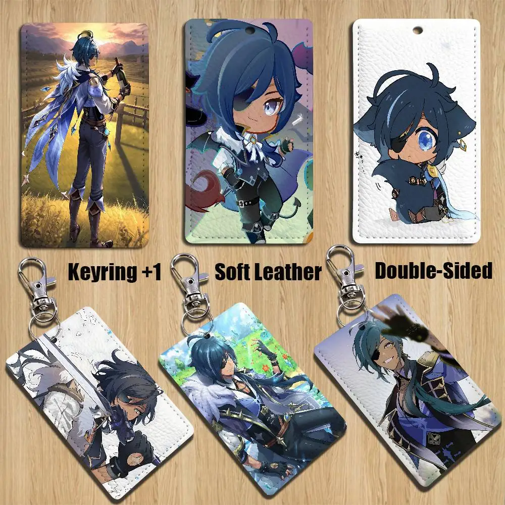 

Game Kaeya Genshin Impact Keychain Holder Suitable For Subway Bank Card Bus Card Case Badge Holder Wallet Card Textured pattern