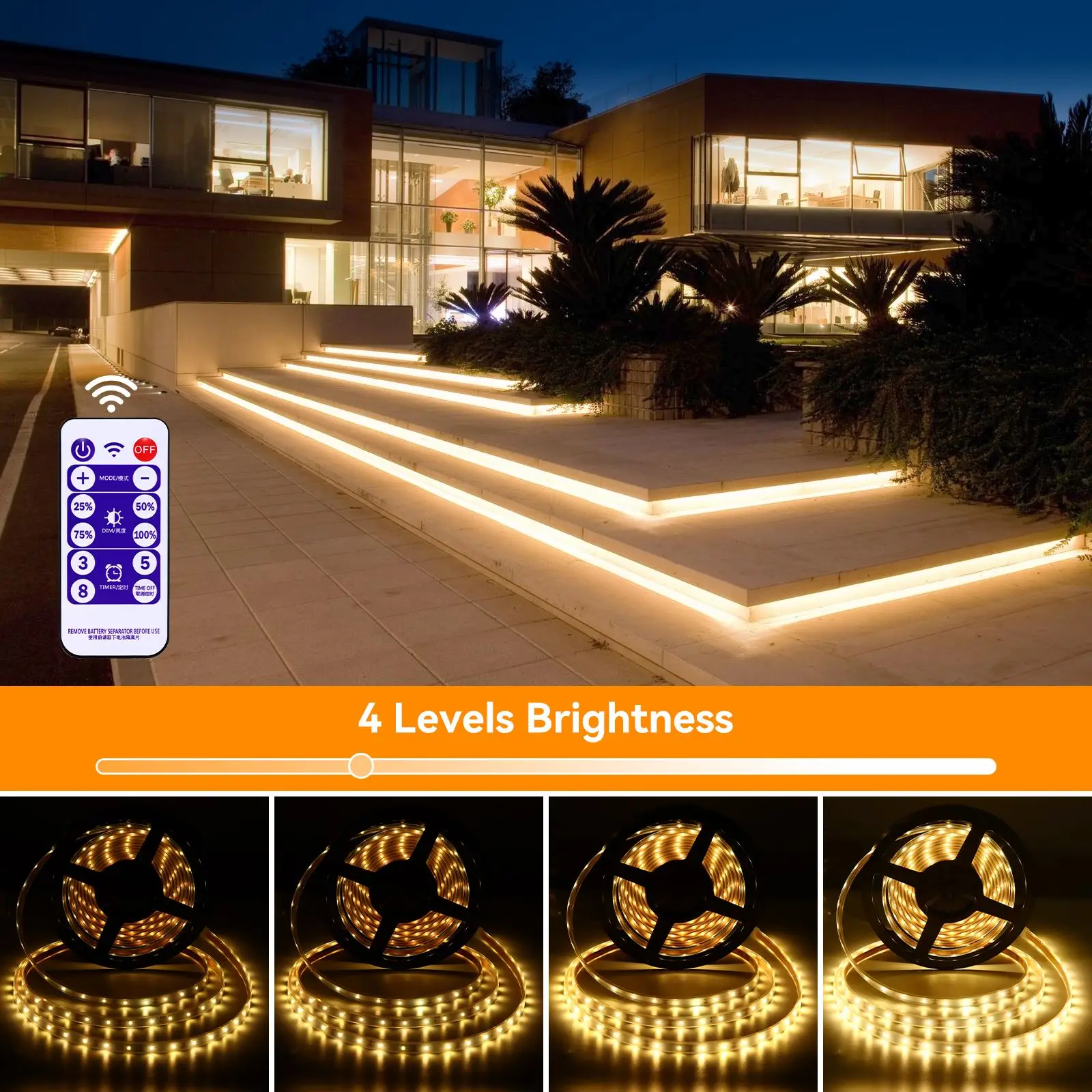 Imagem -05 - Solar Led Strip Lights com Controle Remoto Longo Flexível Cortável Auto-adesivo Iluminação de Decoração Natal 280led 5m