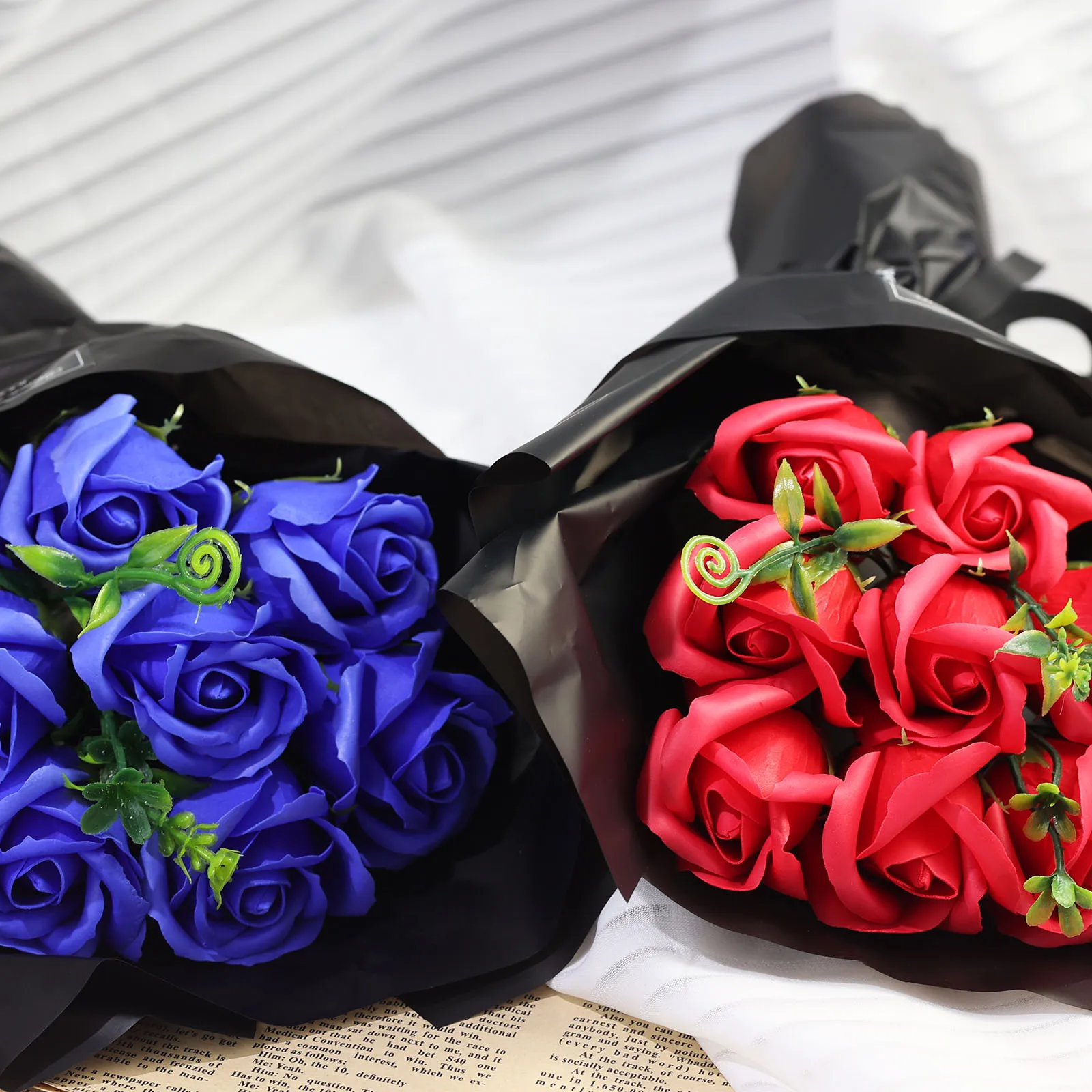 1PC 27cm 9 Heads Rose Soap Flower Artificial Flower Aromatic For Christmas Valentine's Day Mother's Day Birthday Party Gift